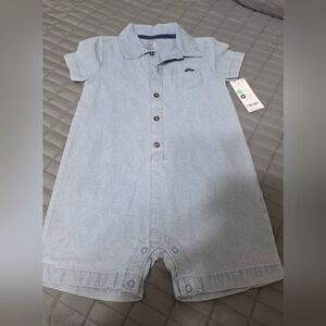 Carter's Light Blue Button-Up Romper